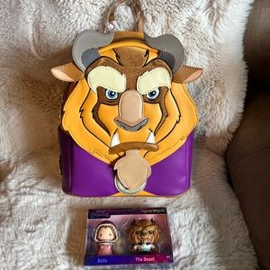NWT Winter Beast Loungefly mini backpack and beauty and the beast magnet set